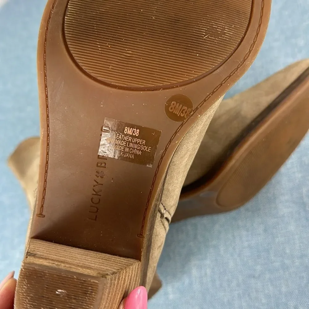 Lucky Brand Jana Taupe Leather Ankle Boots Size 8 M
